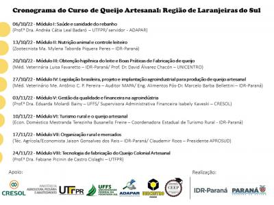 IDR oferta curso gratuito para região de Laranjeiras do Sul, sobre QUEIJO ARTESANAL 